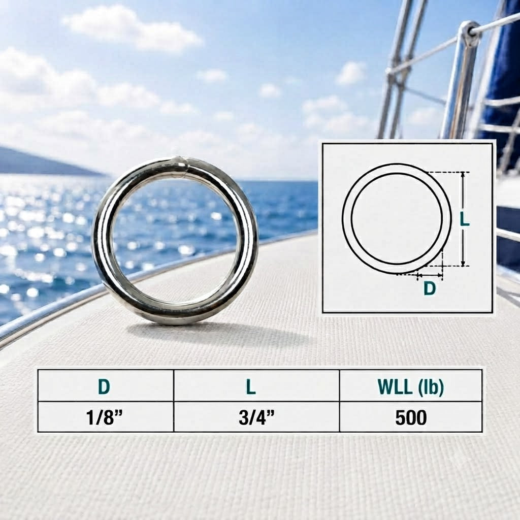 Marine Boat Stainless Steel Round Ring Link, Yacht Rigging Connector Ring for Rope, Chain, Cable, and Deck Hardware