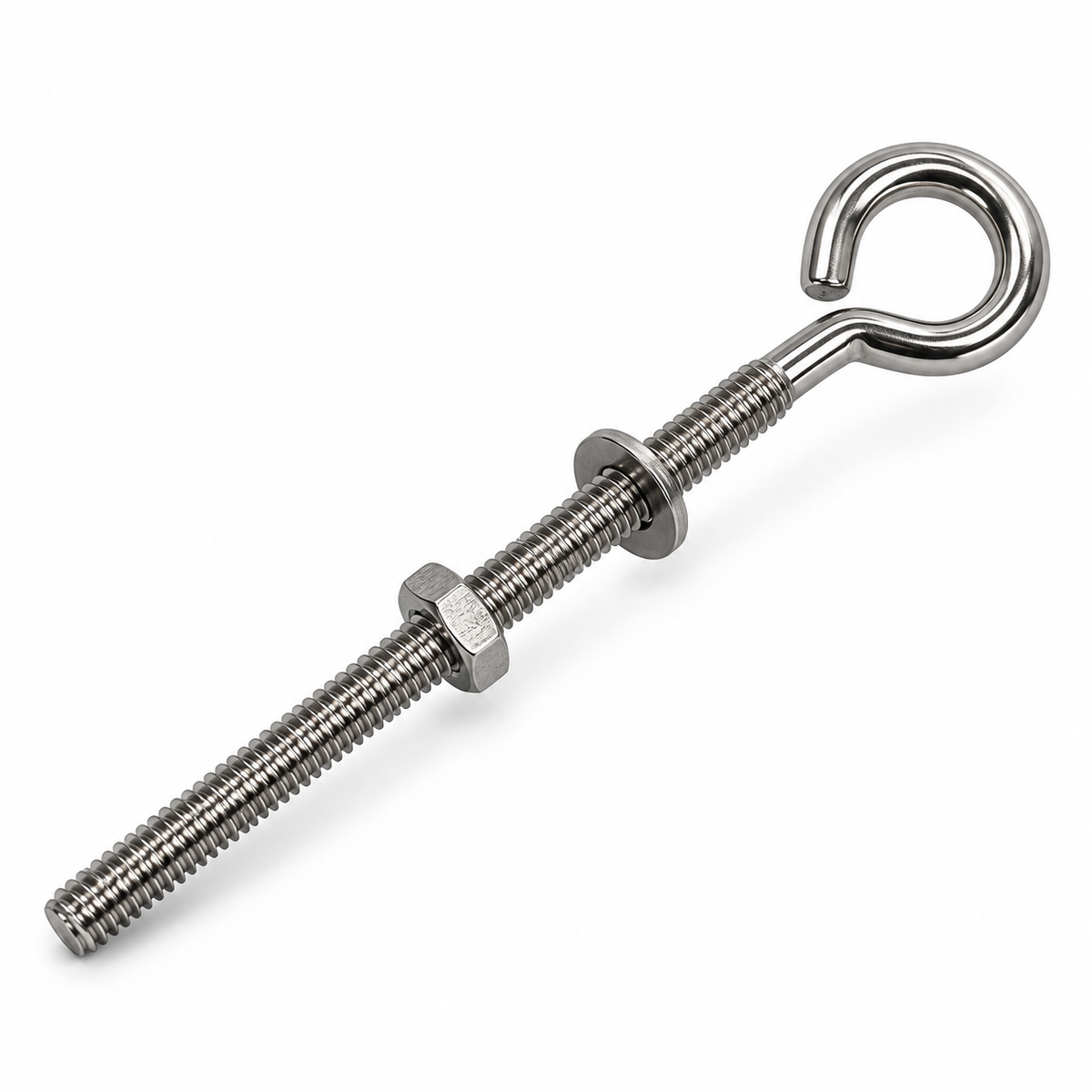 Marine Boat T316 Stainless Steel Turned Eye Bolt with Nut and Washer, Eye Bolt Hardware for Deck, Dock, and Rigging