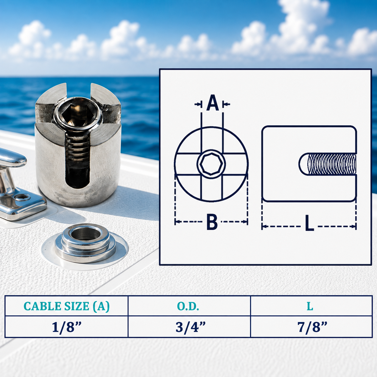 10 Pc Set Marine Boat T316 Stainless Steel Cross Cable Clamp, Wire Rope Clip for Cable Railing, Rigging, and Outdoor Use