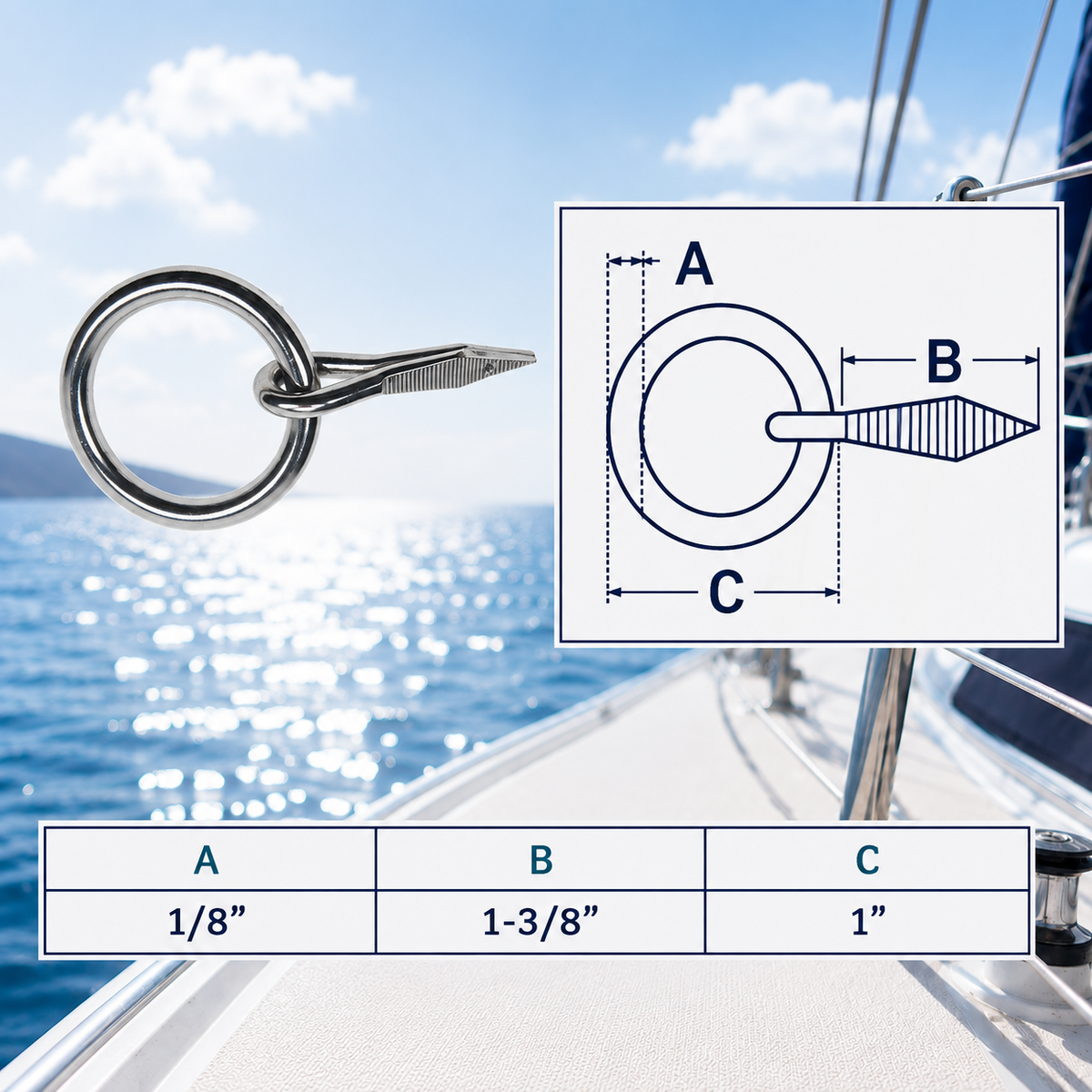 10 Pc Set Marine Stainless Steel Ring Nail Link Connector, Welded Ring Hardware for Yacht, Sailing, Boat, Rope, Chain