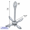 Hot Dipped Galvanized Folding Grapnel Anchor, Marine Boat Anchor for Yacht, Docking, Kayak, Canoe, Jet Ski, Dinghy, and Small Boat Use