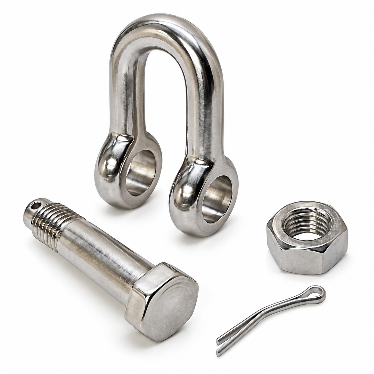 Stainless Steel 316 Bolt Pin Chain D-RING SHACKLES 3/16" to 3/4" Oversized Pin