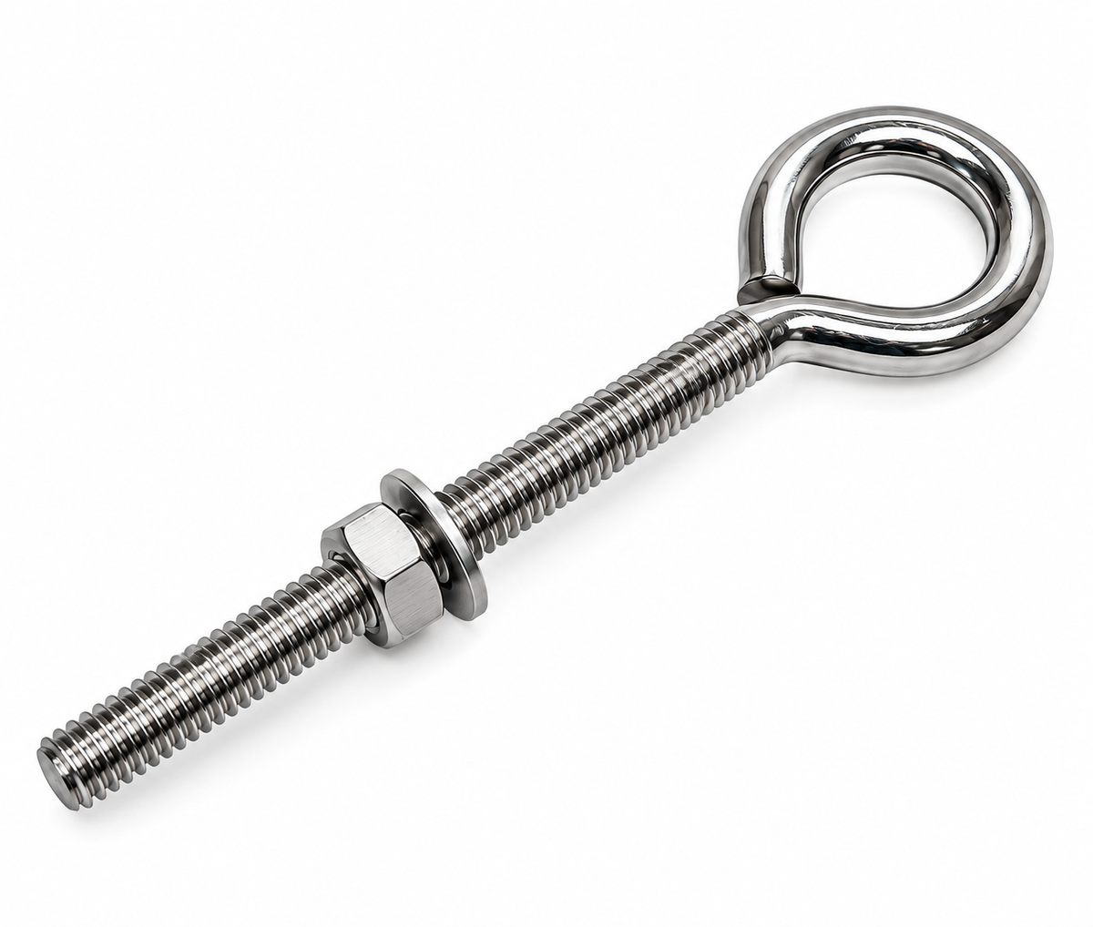 Marine Boat T316 Stainless Steel Turned Eye Bolt with Nut and Washer, Eye Bolt Hardware for Deck, Dock, and Rigging