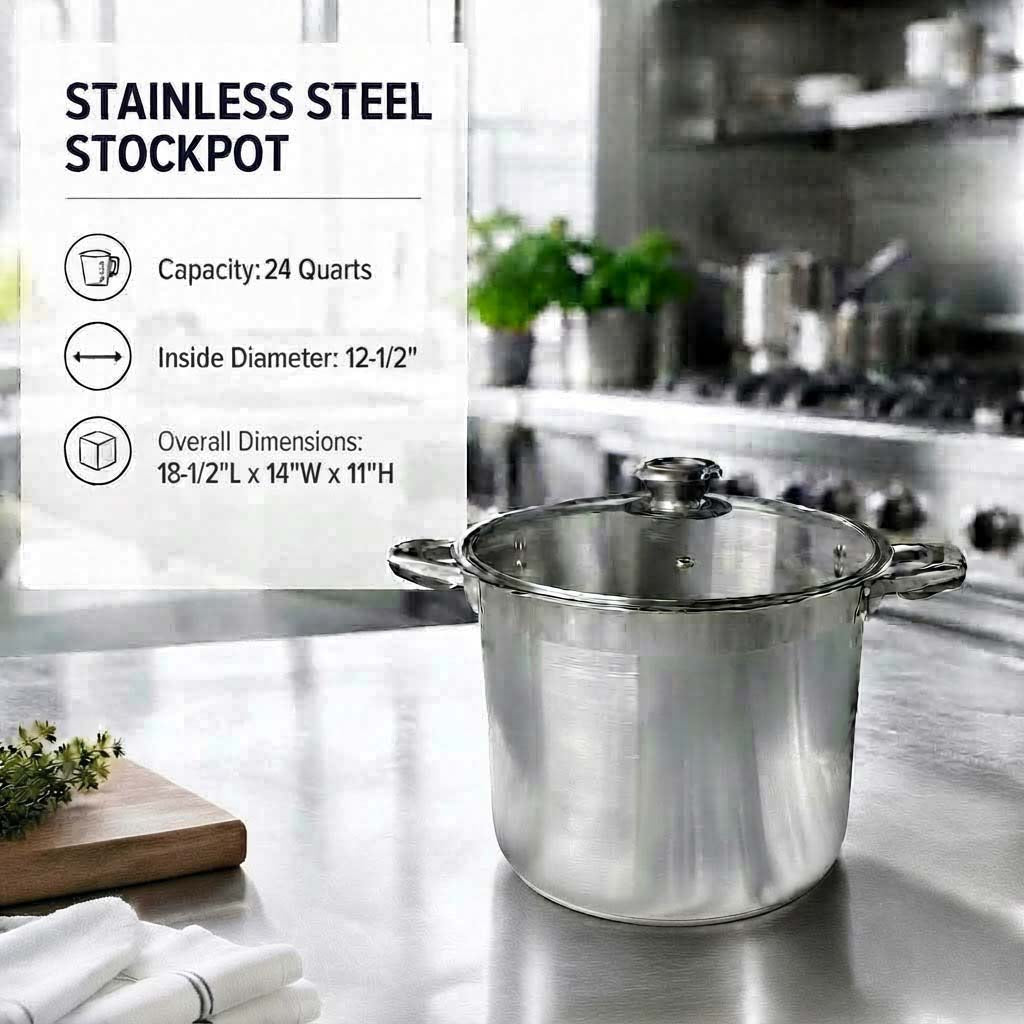 Stainless Steel Sauce Pan Stockpot with Tempered Glass Lid, Durable & Rust-Proof Kitchen Cookware