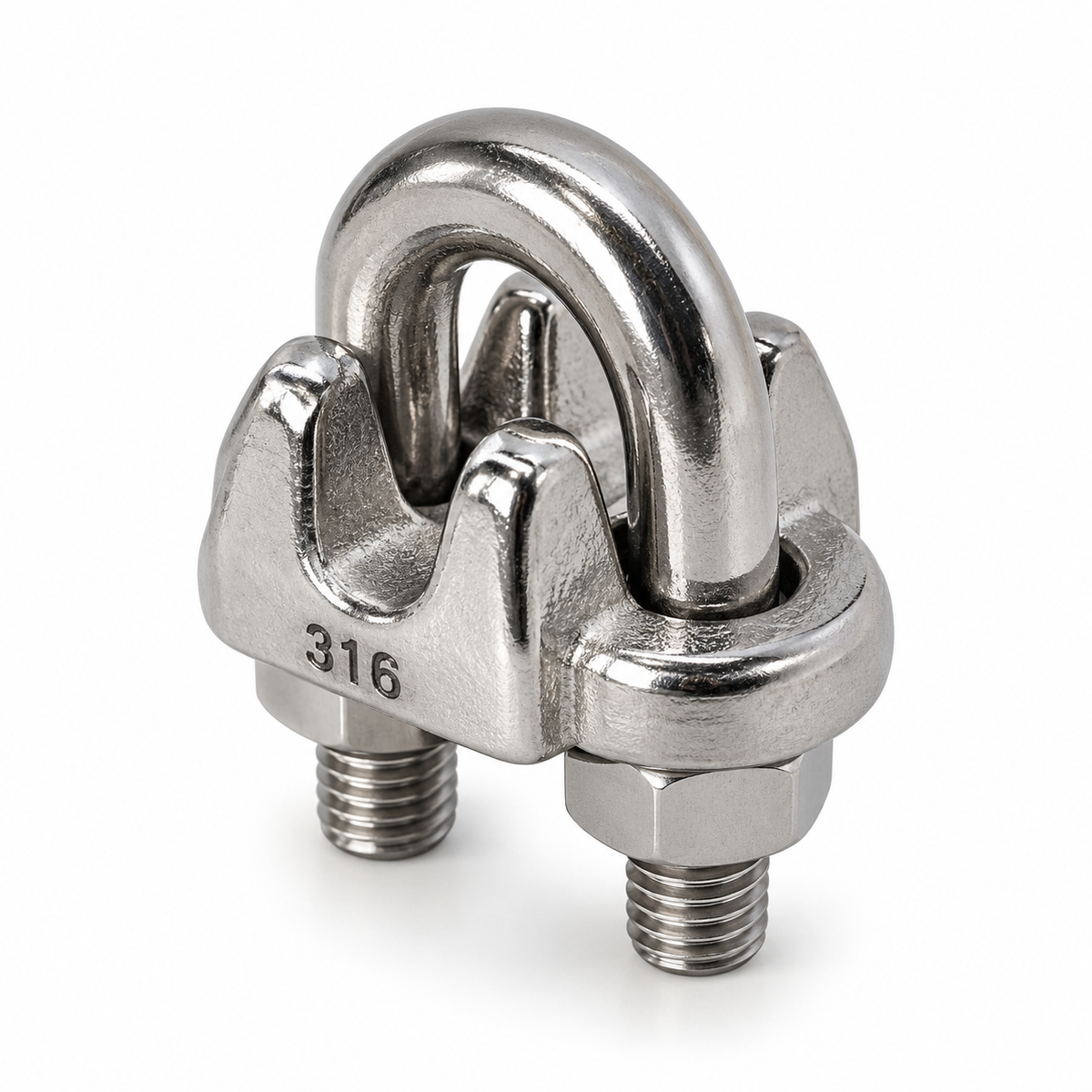Marine 316 Stainless Steel Heavy Duty Wire Rope Clips, 1/8" to 1" Cable Clamp for Boat, Rigging, and Cable Systems