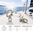 Marine Stainless Steel 316 Swivel Eye Snap Shackle, Boat Anchor Shackle for Rope, Chain, Cable, and Rigging