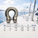 Marine Boat T318LN Stainless Steel G60 Clevis Shackle, Rigging Lift Shackle for Chain, Lifting, Marine, and Outdoor Hardware