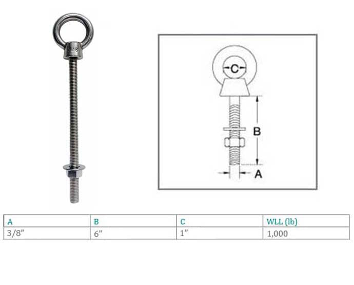 Marine Boat T316 Stainless Steel Shoulder Eye Bolt
