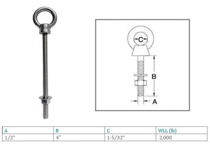 Marine Boat T316 Stainless Steel Shoulder Eye Bolt