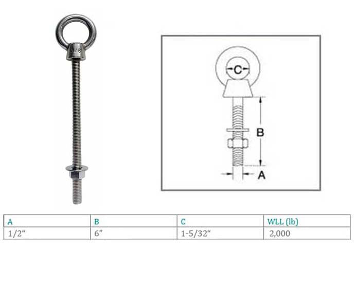 Marine Boat T316 Stainless Steel Shoulder Eye Bolt