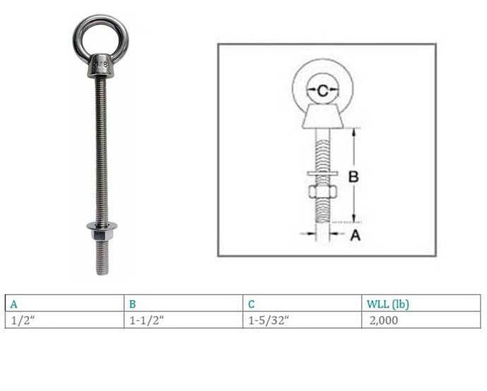 Marine Boat T316 Stainless Steel Shoulder Eye Bolt