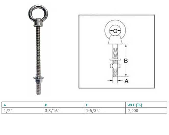 Marine Boat T316 Stainless Steel Shoulder Eye Bolt