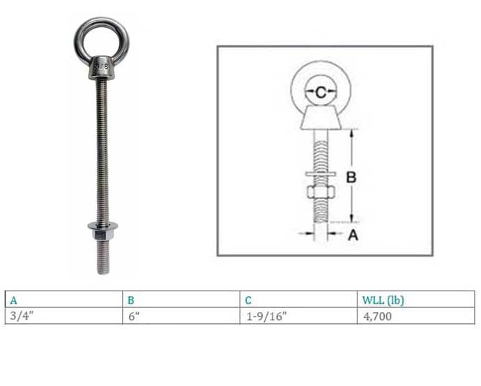 Marine Boat T316 Stainless Steel Shoulder Eye Bolt