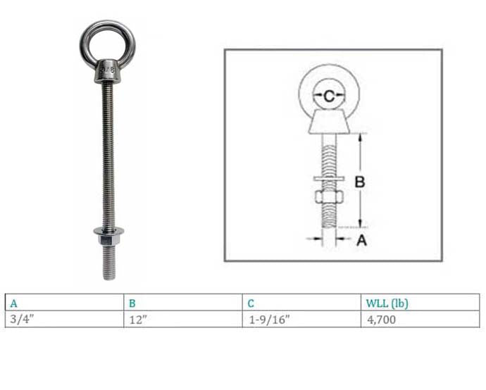 Marine Boat T316 Stainless Steel Shoulder Eye Bolt