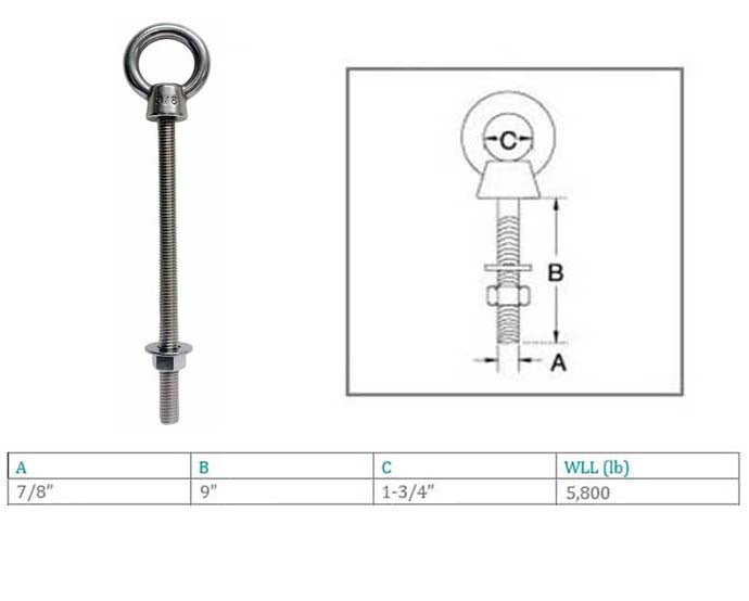 Marine Boat T316 Stainless Steel Shoulder Eye Bolt