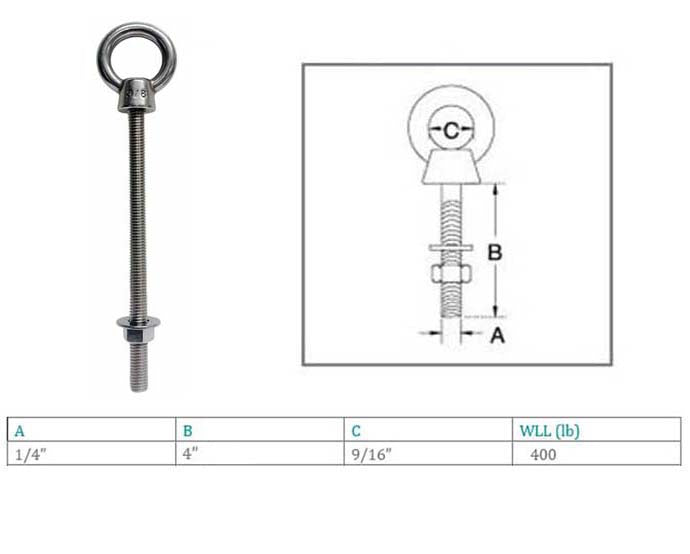 Marine Boat T316 Stainless Steel Shoulder Eye Bolt