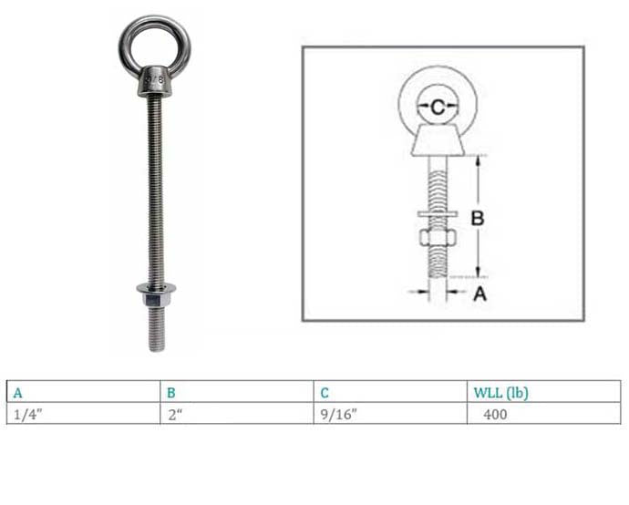 Marine Boat T316 Stainless Steel Shoulder Eye Bolt