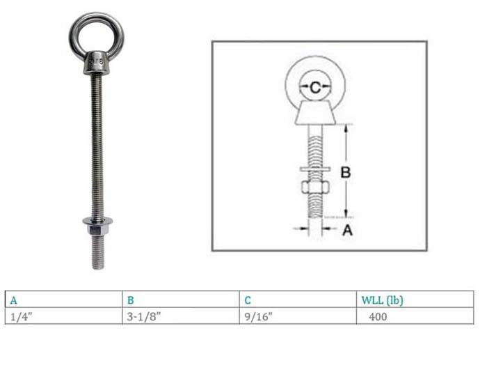 Marine Boat T316 Stainless Steel Shoulder Eye Bolt