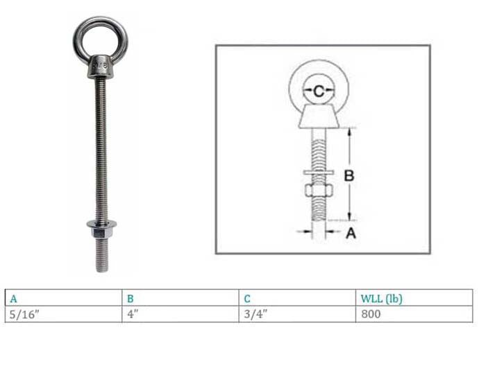 Marine Boat T316 Stainless Steel Shoulder Eye Bolt