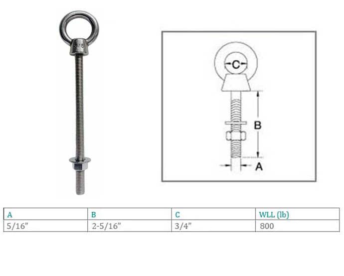 Marine Boat T316 Stainless Steel Shoulder Eye Bolt