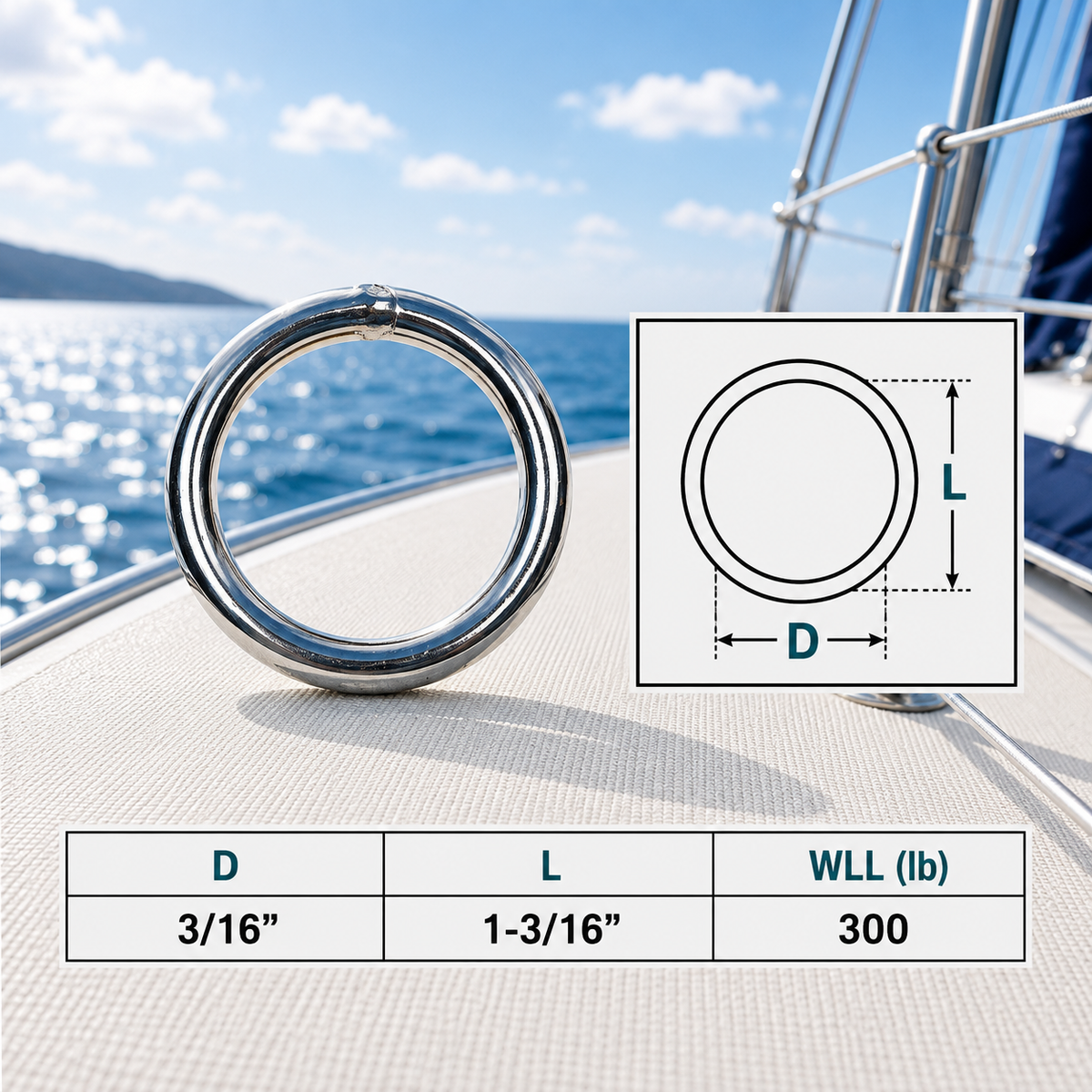 Marine Boat Stainless Steel Round Ring Link, Yacht Rigging Connector Ring for Rope, Chain, Cable, and Deck Hardware