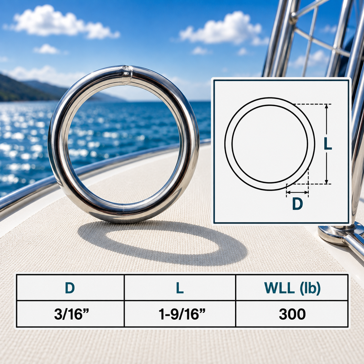Marine Boat Stainless Steel Round Ring Link, Yacht Rigging Connector Ring for Rope, Chain, Cable, and Deck Hardware