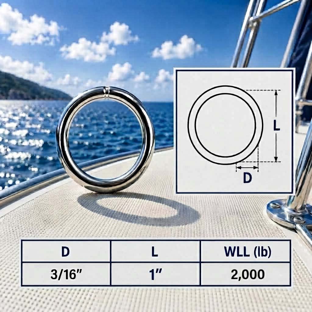 Marine Boat Stainless Steel Round Ring Link, Yacht Rigging Connector Ring for Rope, Chain, Cable, and Deck Hardware