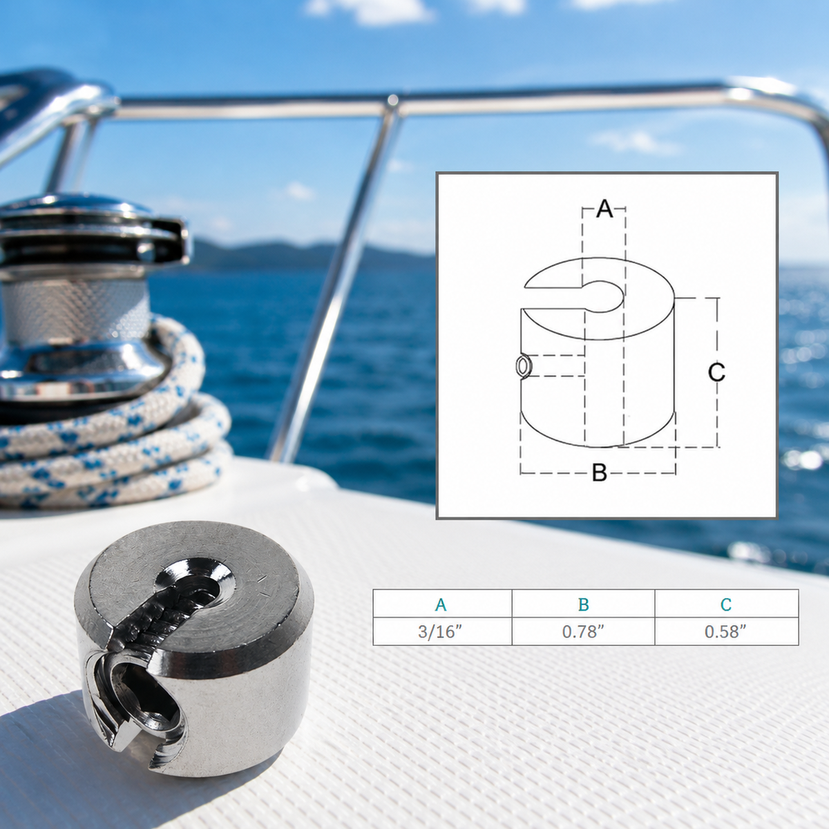 10 Pc Set Marine T316 Stainless Steel Single Piece Cable Clamp, Railing Rope Wire Clamp for Boat, Dock, Deck