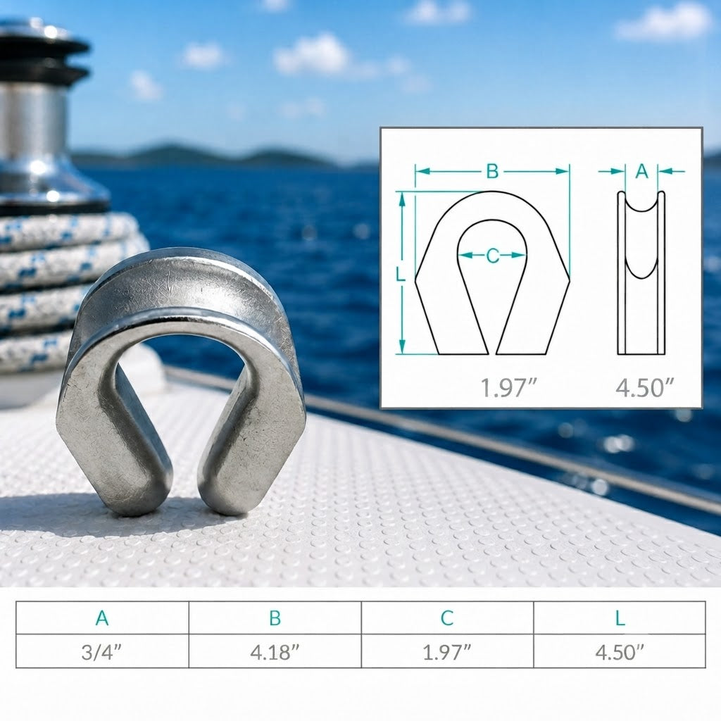 4 Pc Set Marine Stainless Steel Heavy Duty Captive Tubular Thimble, Wire Rope Tube Thimble for Boat, Yacht, Rigging, Cable