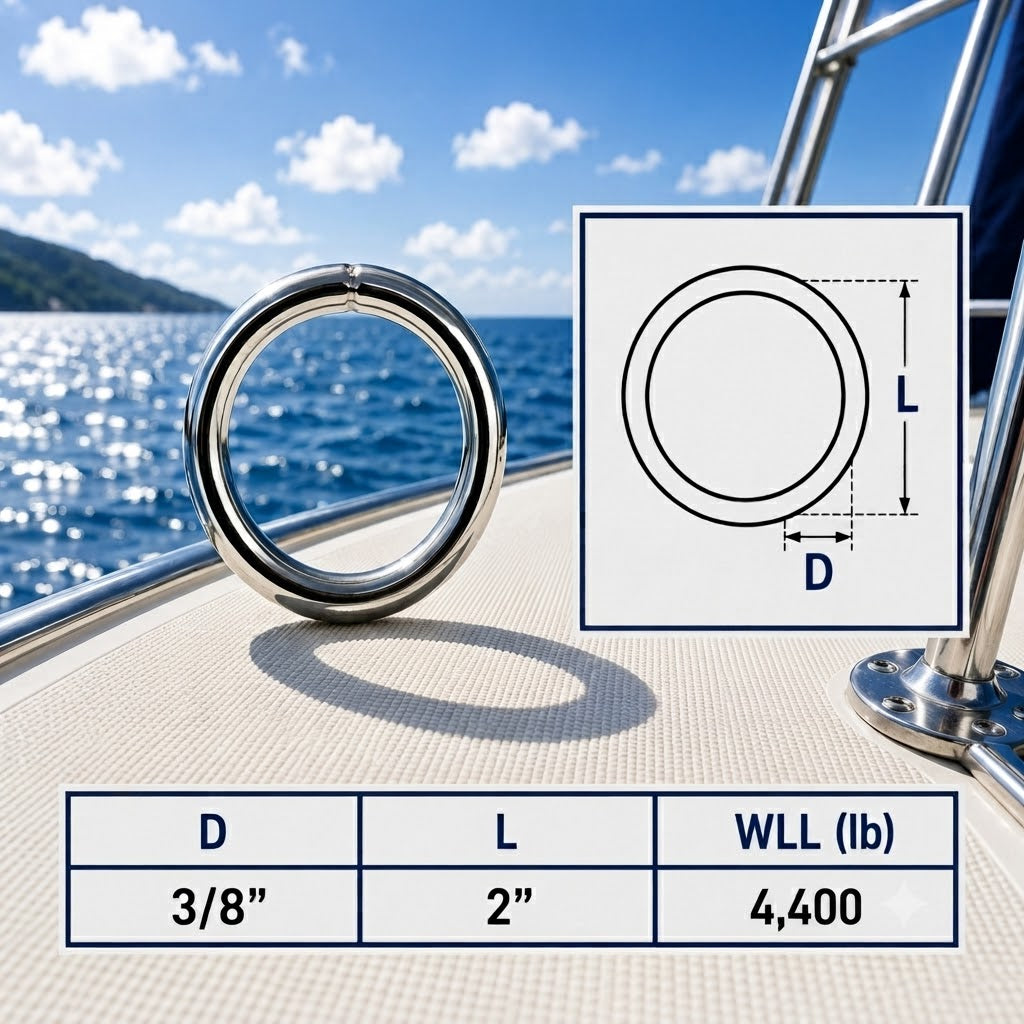 Marine Boat Stainless Steel Round Ring Link, Yacht Rigging Connector Ring for Rope, Chain, Cable, and Deck Hardware