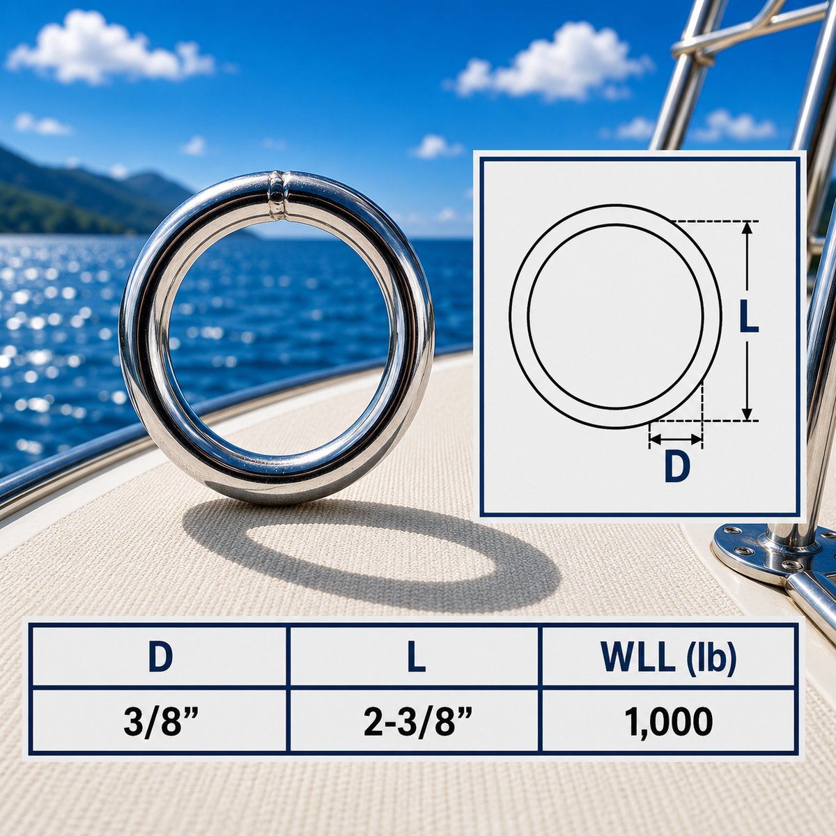 Marine Boat Stainless Steel Round Ring Link, Yacht Rigging Connector Ring for Rope, Chain, Cable, and Deck Hardware