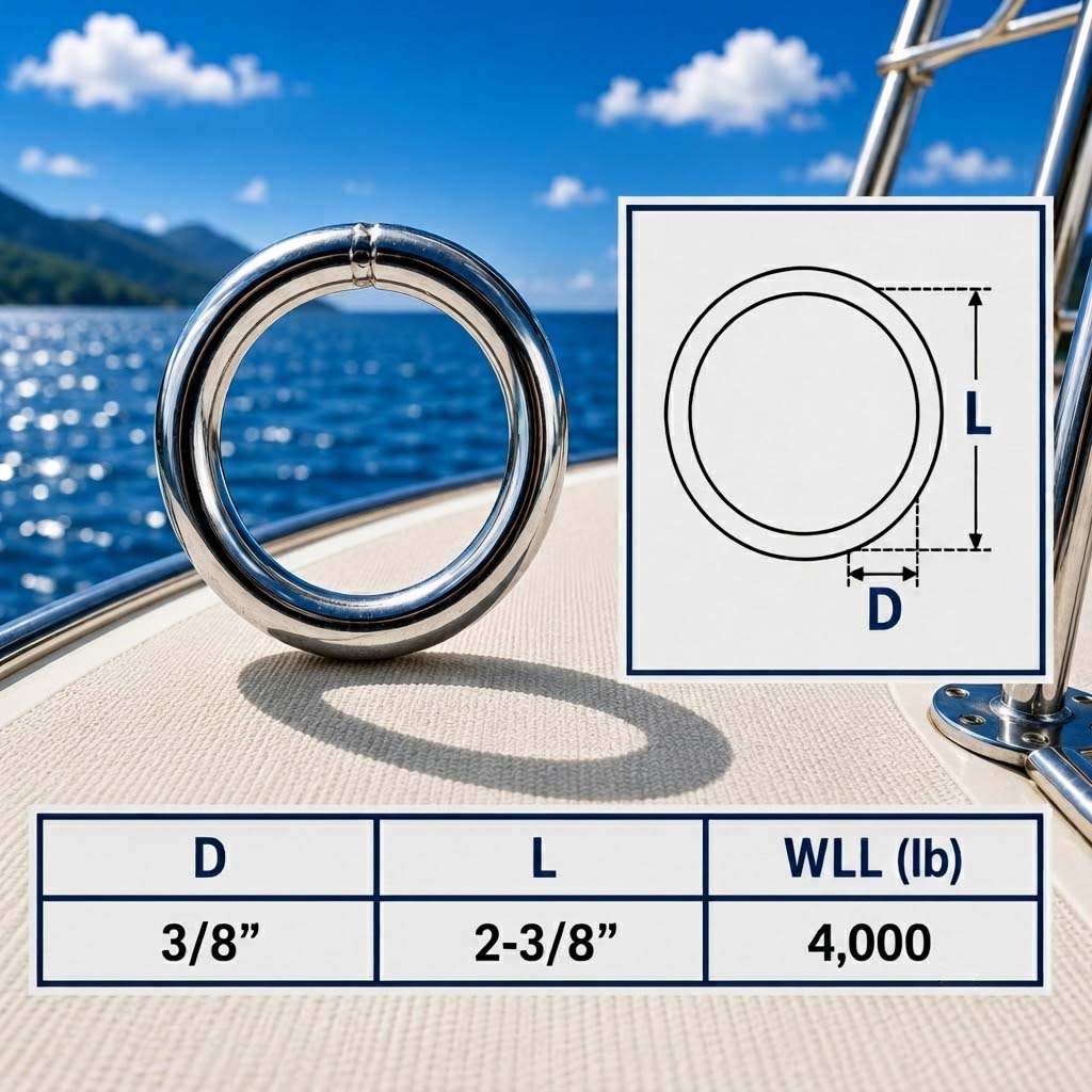 Marine Boat Stainless Steel Round Ring Link, Yacht Rigging Connector Ring for Rope, Chain, Cable, and Deck Hardware