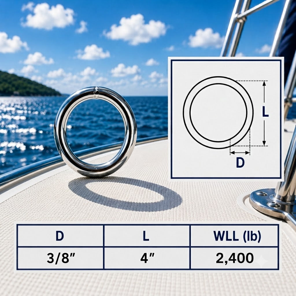 Marine Boat Stainless Steel Round Ring Link, Yacht Rigging Connector Ring for Rope, Chain, Cable, and Deck Hardware