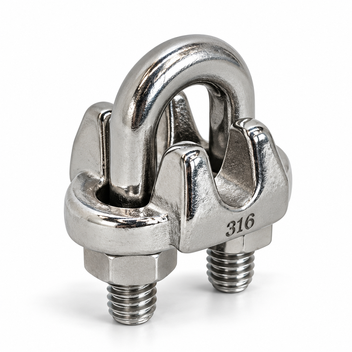 Marine 316 Stainless Steel Heavy Duty Wire Rope Clips, 1/8" to 1" Cable Clamp for Boat, Rigging, and Cable Systems