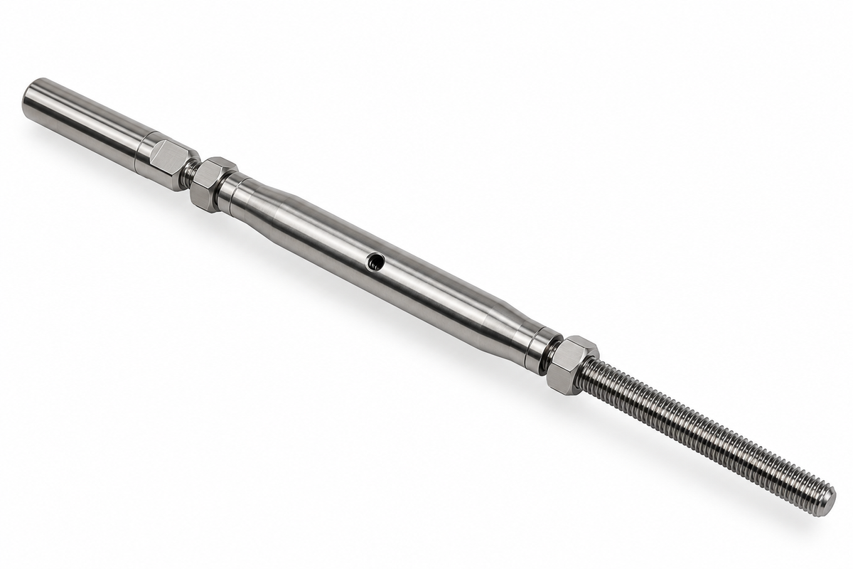 4 Pc Set Marine T316 Stainless Steel Push And Go Threaded Turnbuckle, Cable Wire Rope Tensioner for Deck, Dock, Rail, and Lifeline Systems