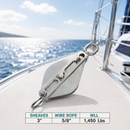 T304 Stainless Steel Wide Swivel Eye Block for Wire Rope Cable, Lifting Rigging Pulley Block for Marine and Outdoor Use