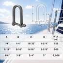 Boat Marine Stainless Steel Eye Screw Pin Chain Long D Shackle, 5 Pack Sailing Rigging Connector for Rope and Cable