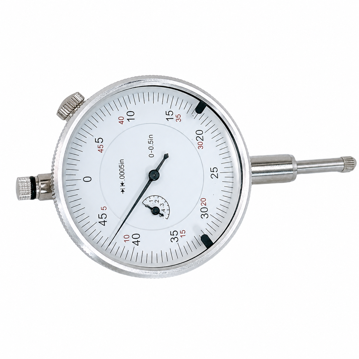 High Precision 0.5"/.0005" Dial Indicator Lug Back Graduation, Changeable Stem