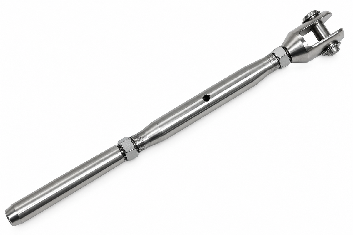 4 Pc Set Marine T316 Stainless Steel Thread Fork and Swage Stud Turnbuckle for Cable Wire, Wire Rope Railing Tensioner