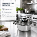 Stainless Steel Sauce Pan Stockpot with Tempered Glass Lid, Durable & Rust-Proof Kitchen Cookware