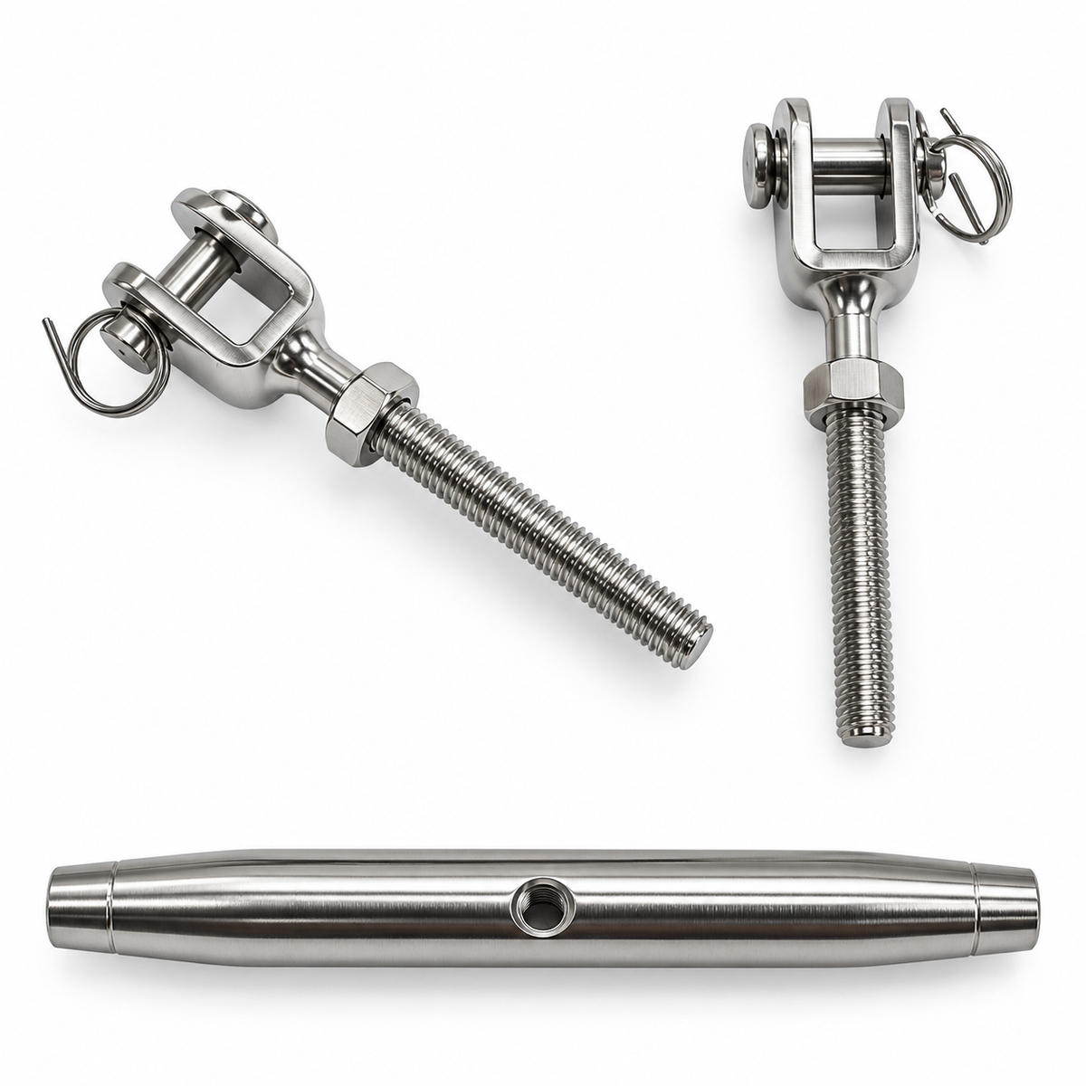 5 Pc Set T316 Stainless Steel Jaw Jaw Closed Body Turnbuckle, 3/16", 1/4", 5/16", 3/8", 5/8" Rigging Tensioner