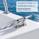 4 Pc Set Marine Boat T316 Stainless Steel Low Flat Cleat, Flat Top Dock Deck Rope Cleat for Yacht, Sailboat, Mooring