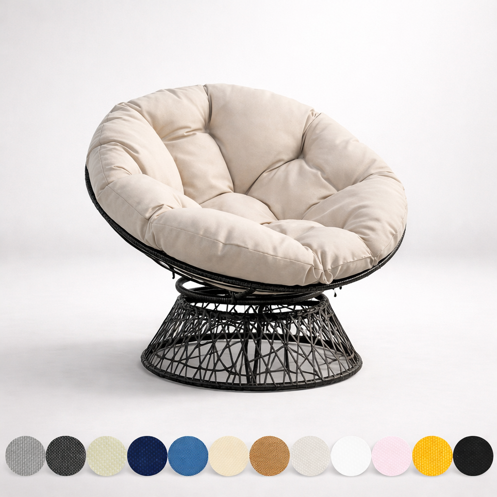 6" Thick Round Papasan Cushion, Tufted Water Repellent Polyester Fabric Yoga Meditation Pillow for Papasan Chair