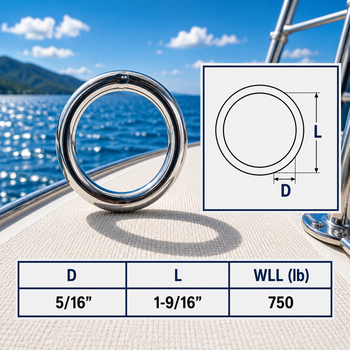 Marine Boat Stainless Steel Round Ring Link, Yacht Rigging Connector Ring for Rope, Chain, Cable, and Deck Hardware