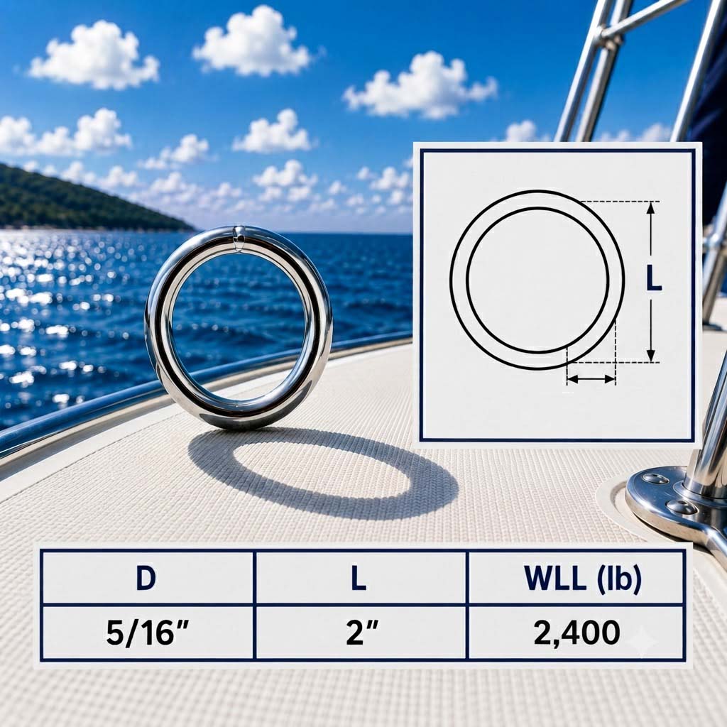 Marine Boat Stainless Steel Round Ring Link, Yacht Rigging Connector Ring for Rope, Chain, Cable, and Deck Hardware