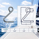 4 Pc Set Marine Boat T316 Stainless Steel Cunningham Hook, Top Dock Deck Rope Hook for Yacht, Sailboat, Sailing Rigging, Line