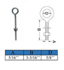 Marine Boat T316 Stainless Steel Welded Plain Eye Bolt, Rigging Lifting Hardware for Deck, Dock, Cable, Chain, and Rope