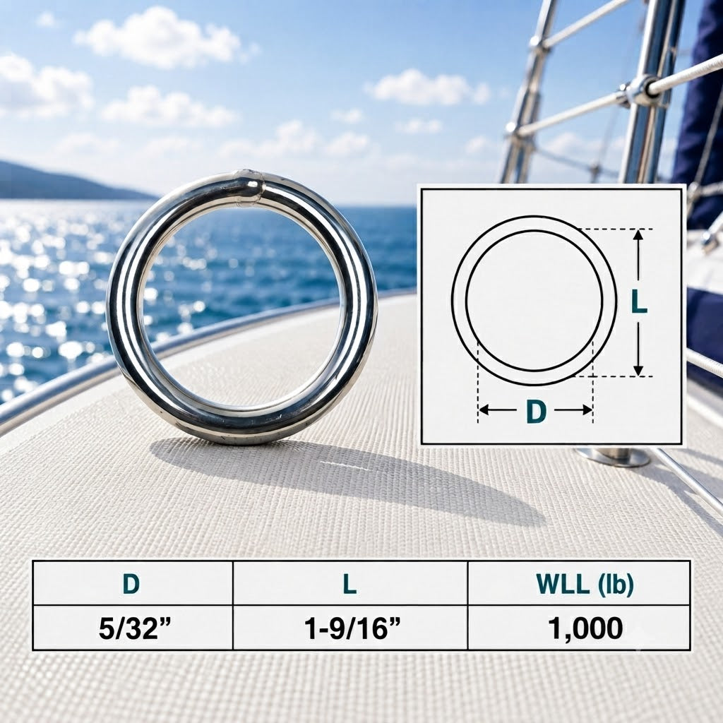 Marine Boat Stainless Steel Round Ring Link, Yacht Rigging Connector Ring for Rope, Chain, Cable, and Deck Hardware