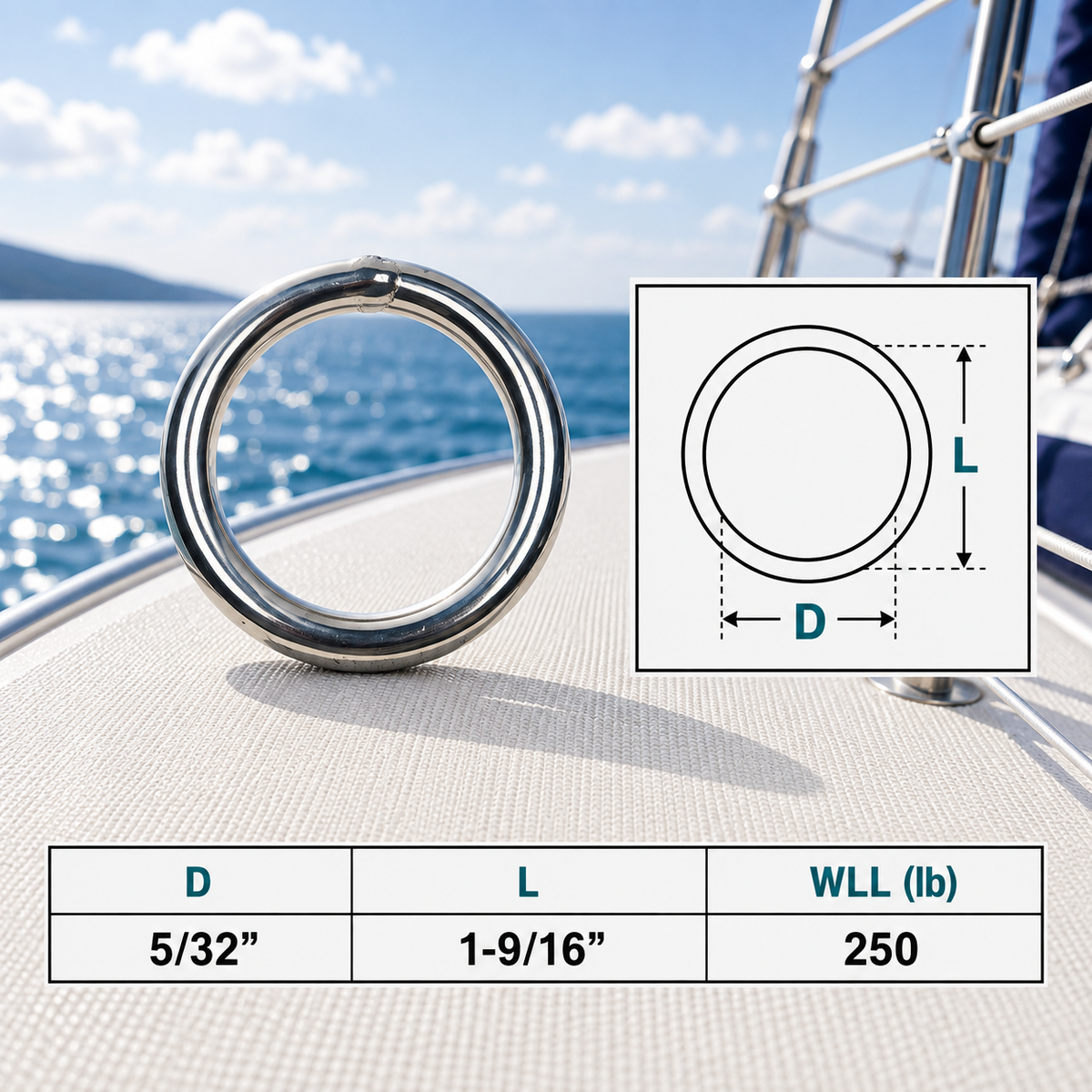Marine Boat Stainless Steel Round Ring Link, Yacht Rigging Connector Ring for Rope, Chain, Cable, and Deck Hardware