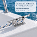 4 Pc Set Marine Boat T316 Stainless Steel Low Flat Cleat, Flat Top Dock Deck Rope Cleat for Yacht, Sailboat, Mooring